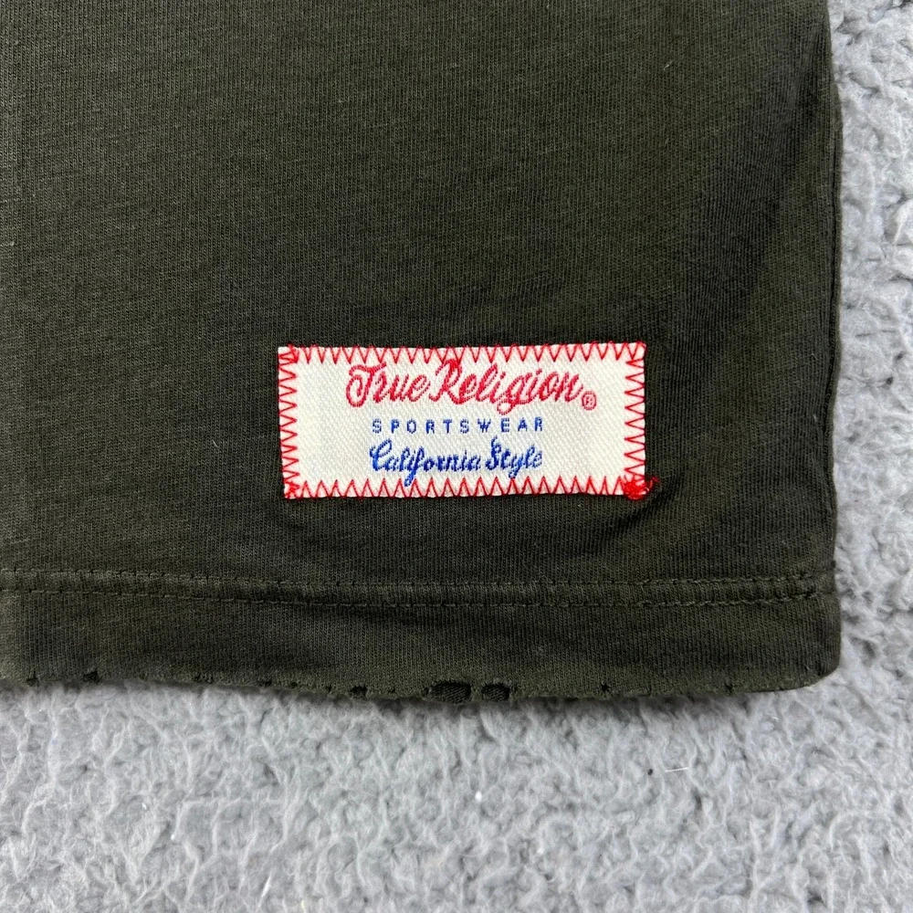 True Religion Graphic T-Shirt Men's 3XL Peace Sign FREEDOM Olive Green VTG NWT